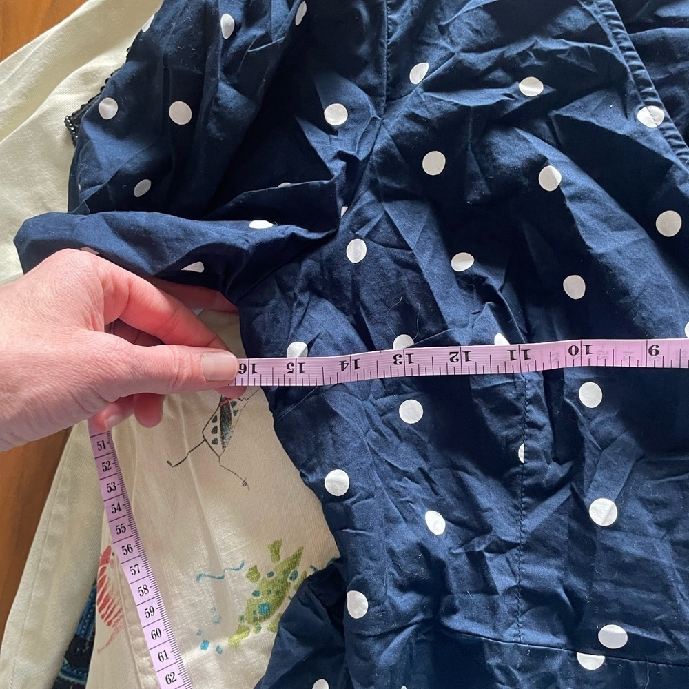 Navy Polkadot Puff Sleeve Wrap Top - Picture 8 of 11